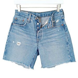 Levi's Premium Womens 501 Denim Cut-off Shorts Mid Thigh High Rise Size 25